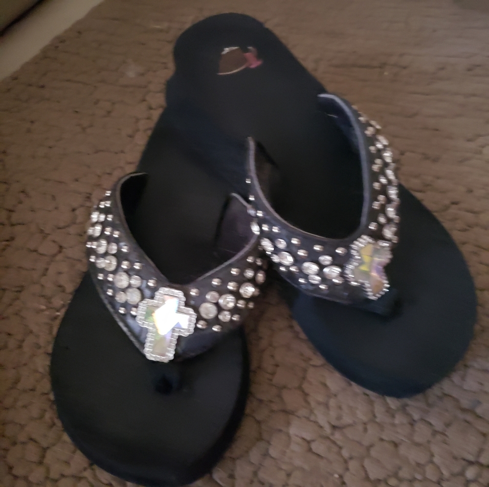 Justin sandle with crystal Cross rhinestones